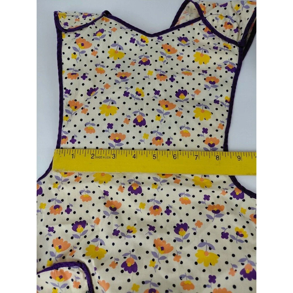 Vintage Apron 1 Pocket  W/ Ties In Back Purple Flowers Trad Grannycore Handmade